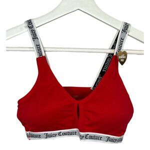Juicy Couture Bra Womens Size Medium Wireless Red Removable Pads Lingerie Logo